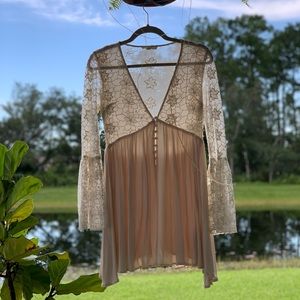 Sheer Cream Floral Dress